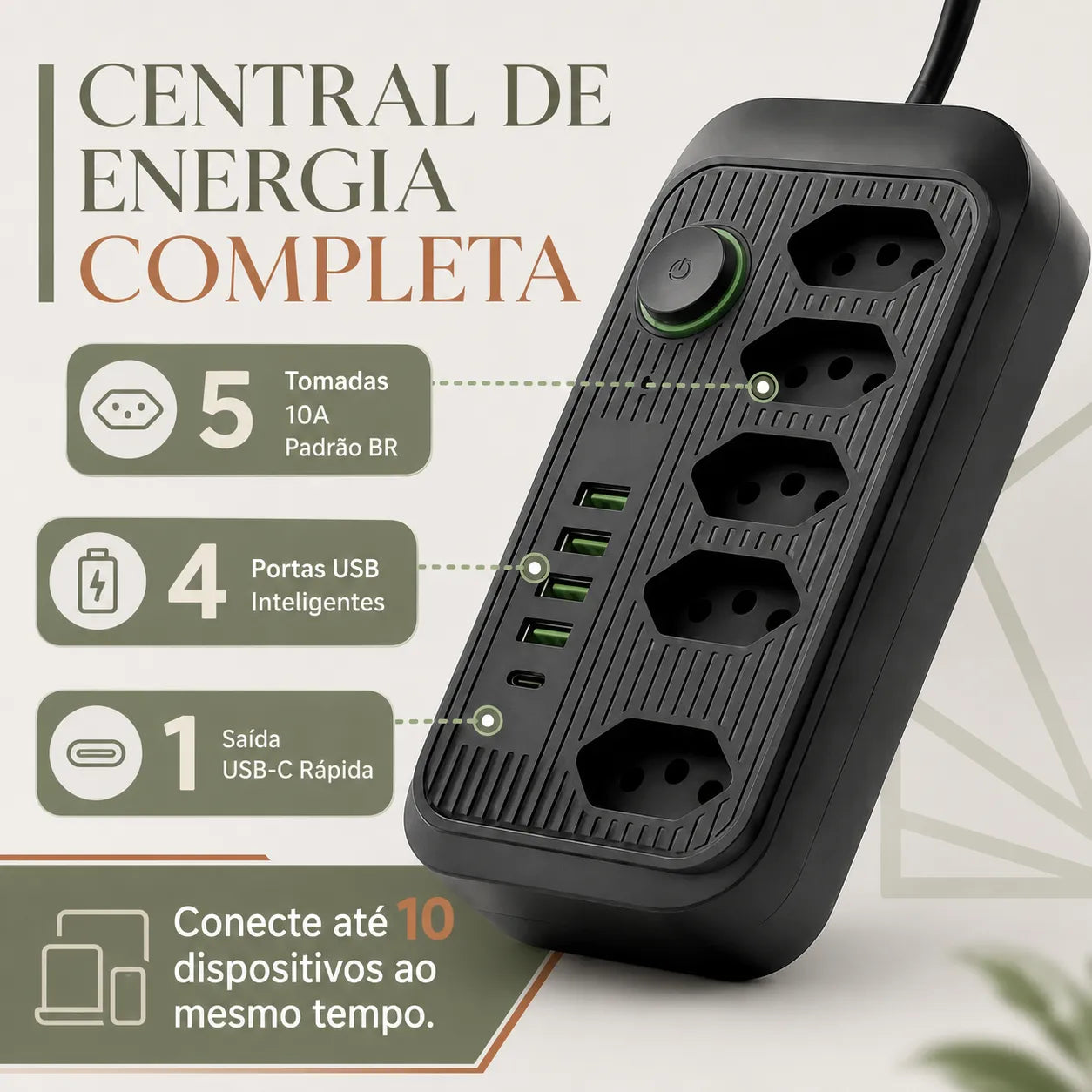 Filtro de Linha Multifuncional 10 em 1 | Oferta BlackFriday 50% OFF 🔥